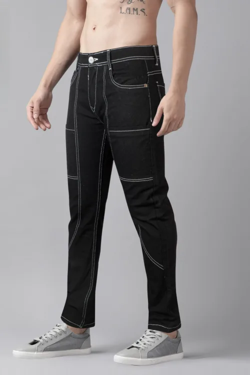 Original Black Striped Denim Ankle-Fit Jeans