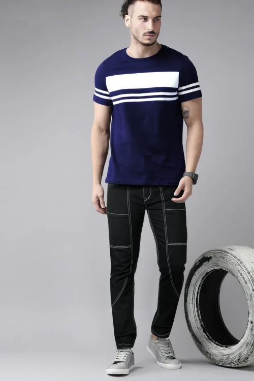 Original Black Striped Denim Ankle-Fit Jeans