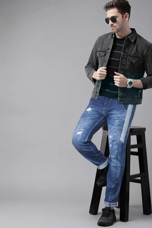 Bayern Blue Distressed Ankle Fit Jeans