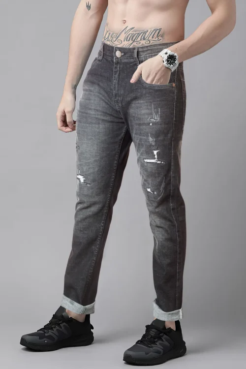 Graphite Black Distressed Ankle Fit Jeans