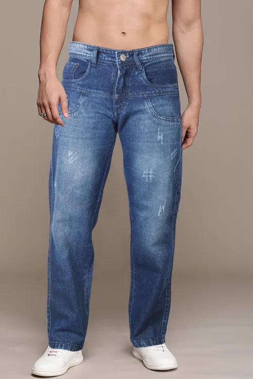 Ford Blue Baggy Loose Fit Jeans