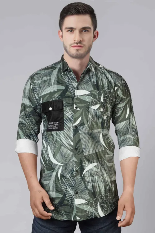 Hunter Green Printed Shirt