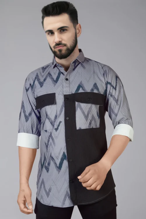 Fiord Grey Printed Shirt