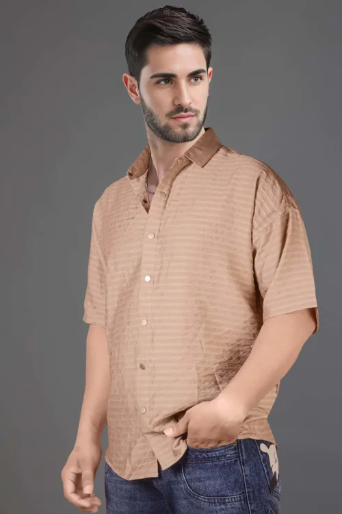 Sandstone Down Shoulder Stripe Shirt