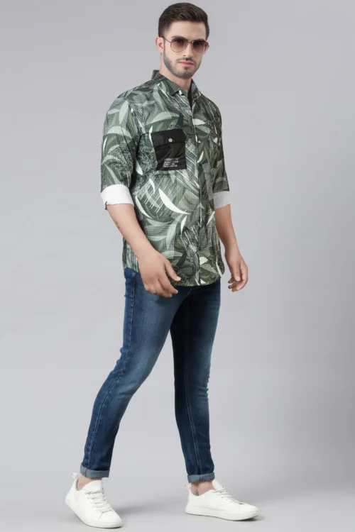 Hunter Green Printed Shirt