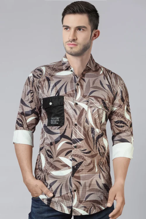 Saddle Brown Printed Shirt