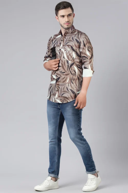 Saddle Brown Printed Shirt