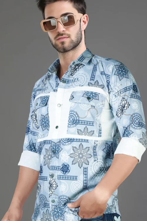 Baby Blue Printed Shirt