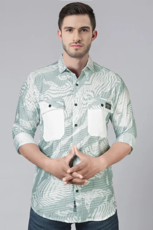 Pistachio Green Printed Shirt