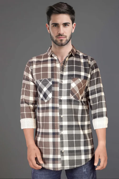 Aloewood Brown Checkered Shirt