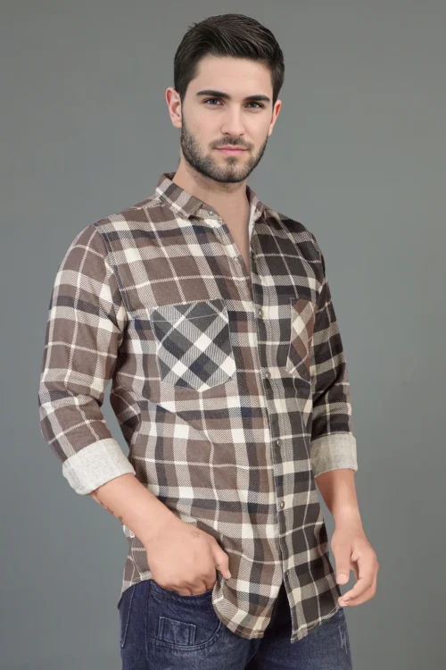 Aloewood Brown Checkered Shirt