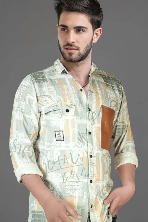 Sage Green Printed Shirt