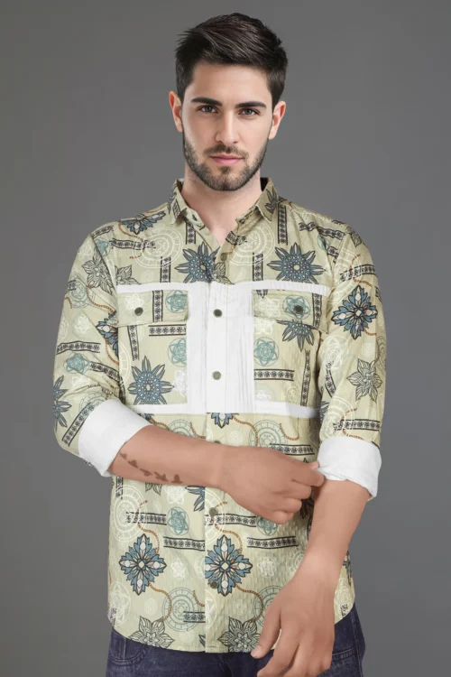 Tea Green Printed Shirt