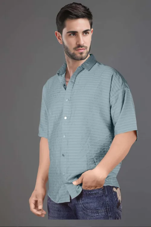 Window Grey Down Shoulder Stripe Shirt