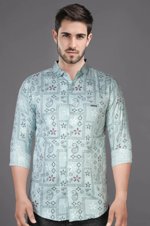 Celeste Green Printed Shirt