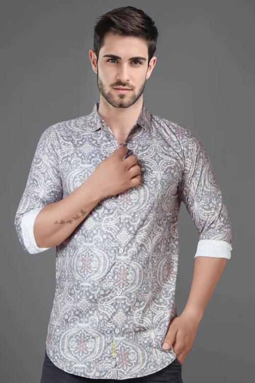 Lavender Grey Printed Shirt