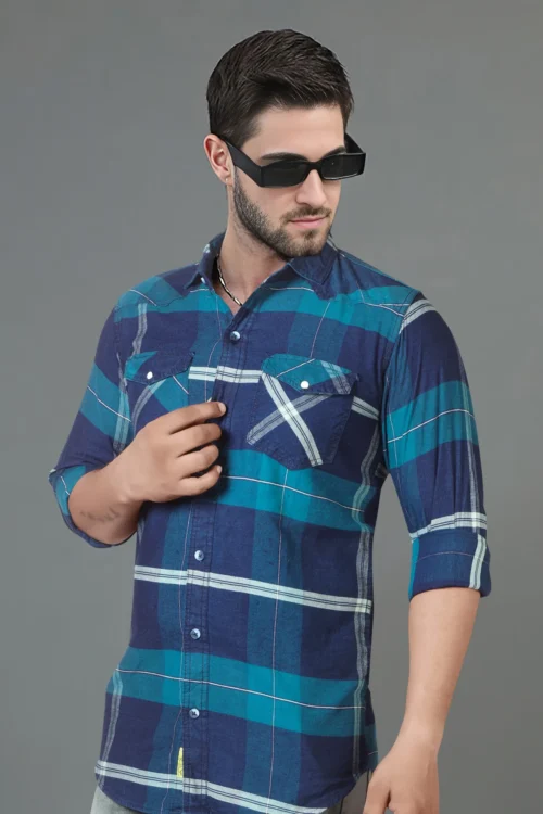 Phthalo Blue Checks Shirt