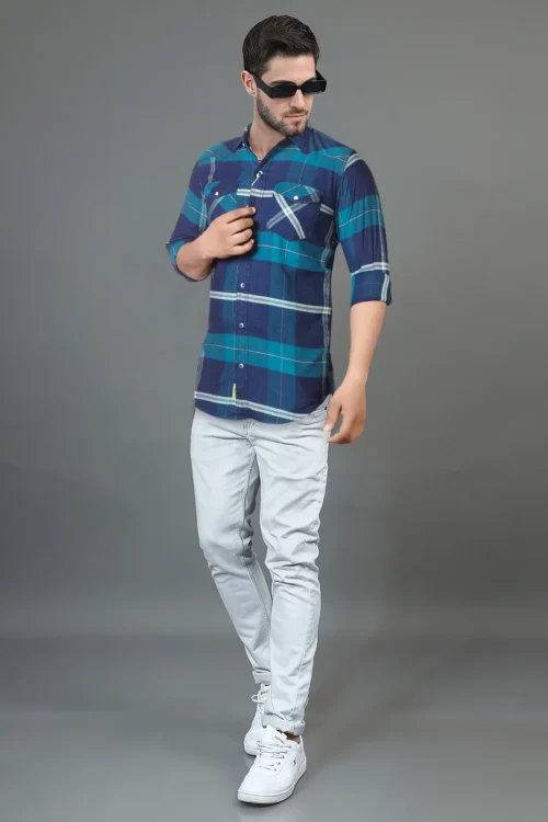 Phthalo Blue Checks Shirt