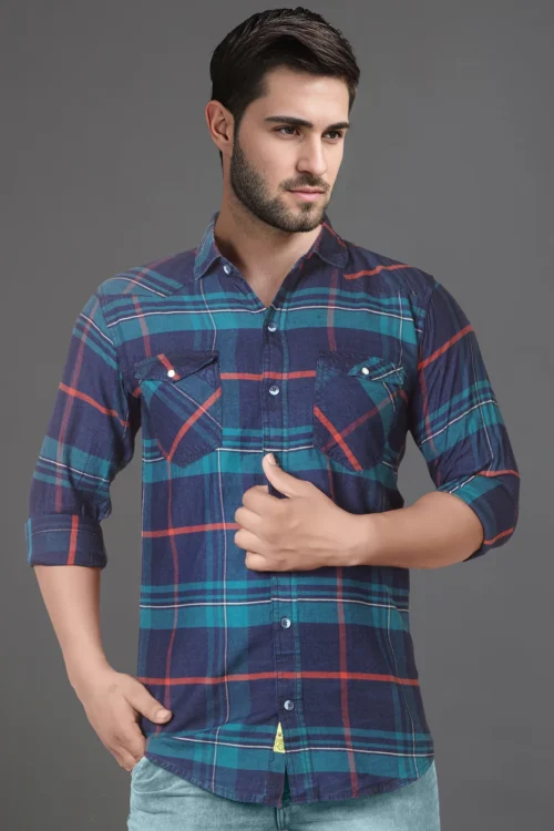 Cobalt Blue Checks Shirt