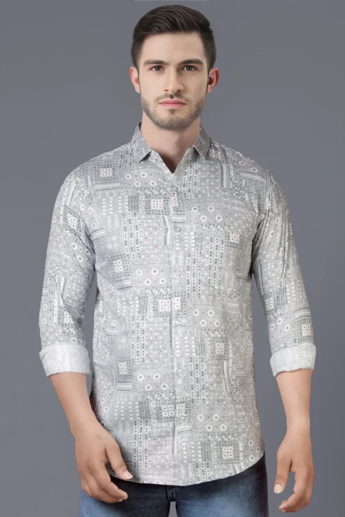 Metallic Grey Printed Shirt