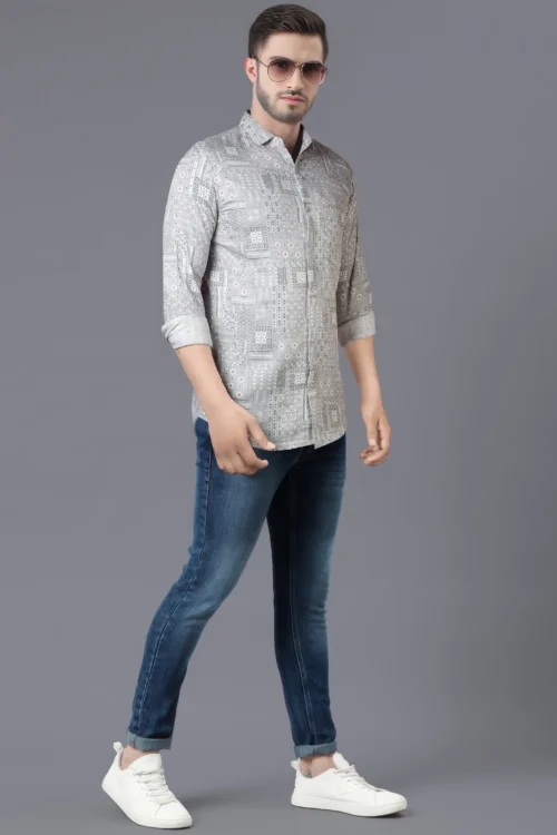 Metallic Grey Printed Shirt