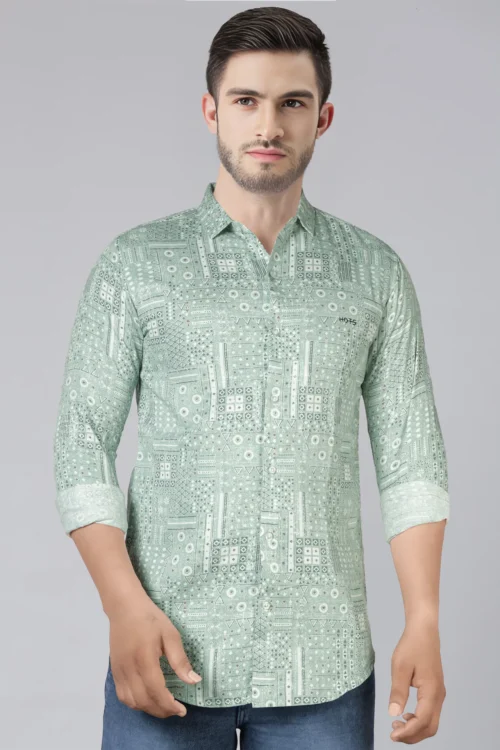 Fern Green Printed Shirt