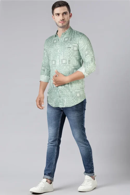 Fern Green Printed Shirt