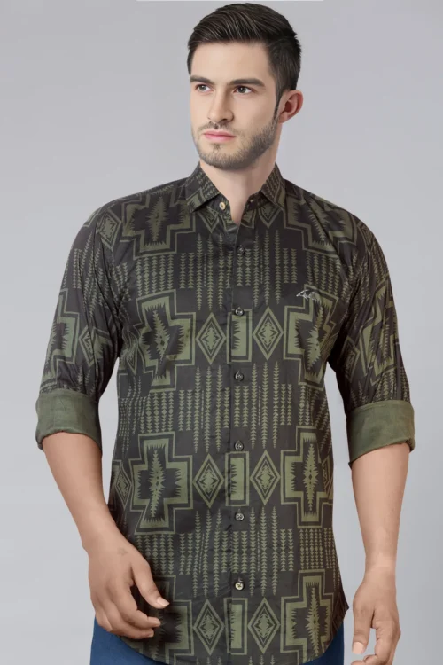 Seaweed Green Printed Shirt