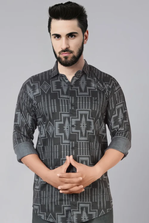 Dim Grey Printed Shirt