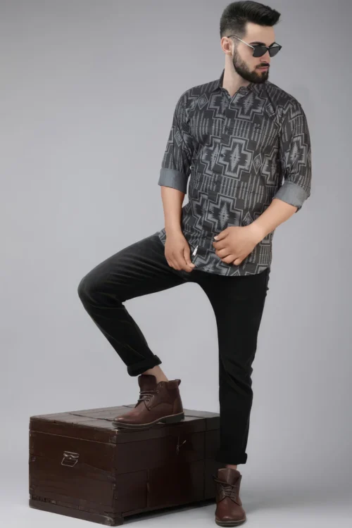 Dim Grey Printed Shirt