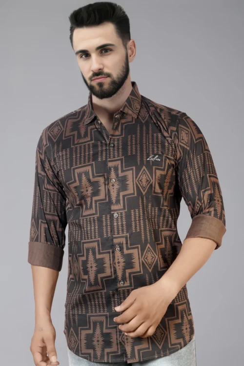 Tawny Brown Printed Shirt