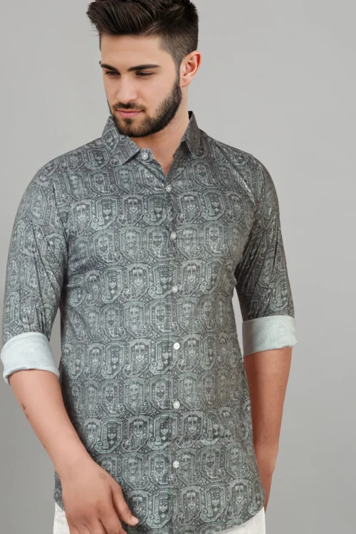 Hunter Green Printed Shirt