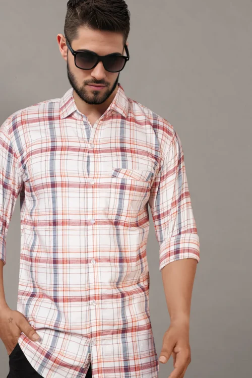 Fire Brick Red Checks Shirt