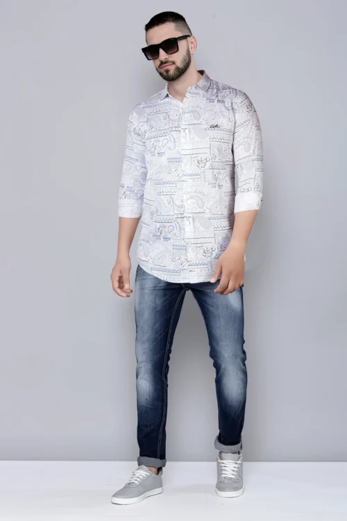 Columbia Sky Blue Printed Shirt