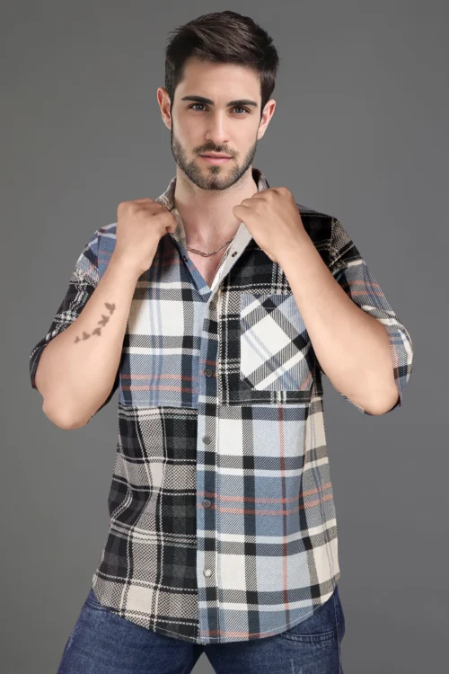 Multi Colour Down Shoulder Checked Shirt