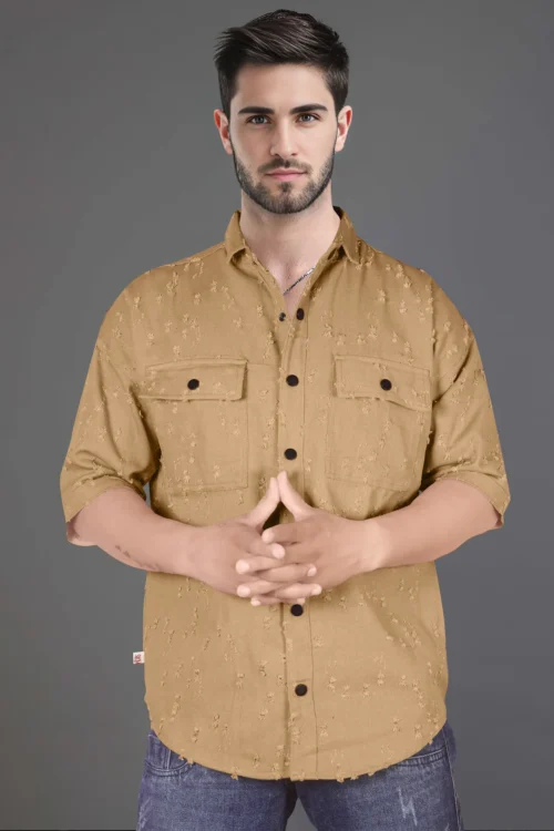 Chestnut Brown Down Shoulder Shirt