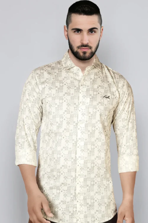 Light GoldenRod Yellow Printed Shirt