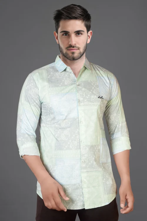 Tea Green Printed Shirt