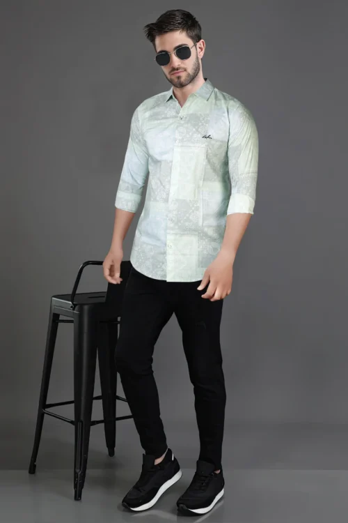 Tea Green Printed Shirt