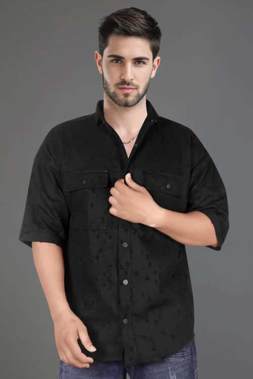 Spider Black Down Shoulder Shirt