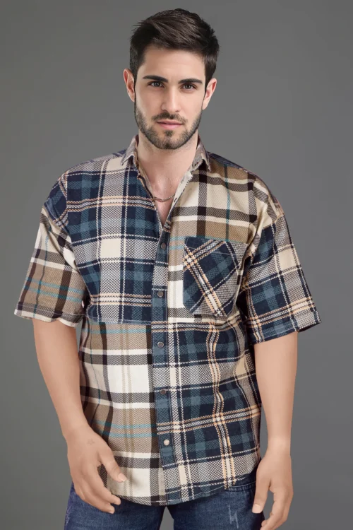 Multi Colour Down Shoulder Checked Shirt