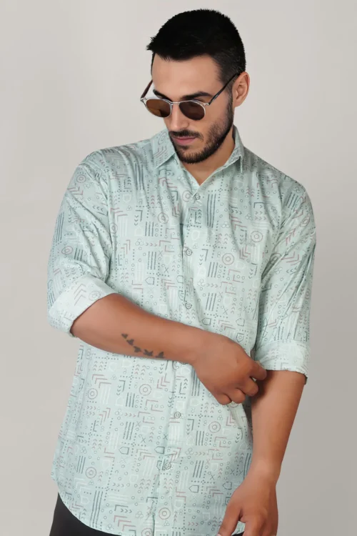 Pistachio Green Printed Shirt