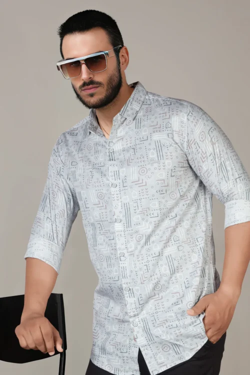 Pearl White Printed Shirt