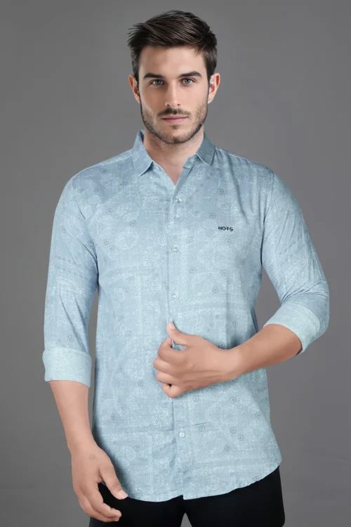 Light Blue Printed Shirt